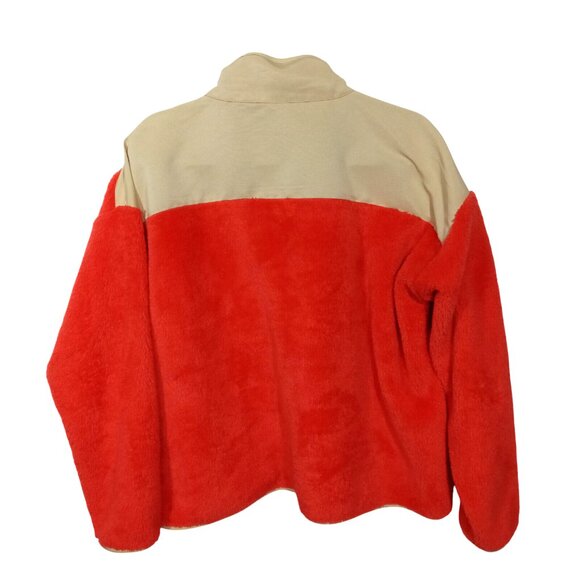 *SOLD* J Crew Fleece Jacket Womens L Orange Tan Full Zip Sherpa Superplush Soft - Picture 2 of 8